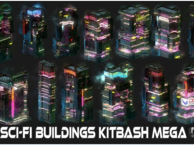 80款科幻赛博朋克城市建筑3D模型【ID:46815712】