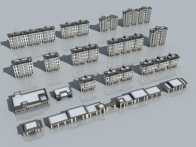 新中式 风格 整套 住宅 及配套建筑3D模型【ID:26524178】