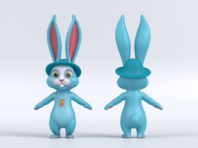 现代蓝兔子饰品摆件玩具手办3D模型下载【ID:26871433】