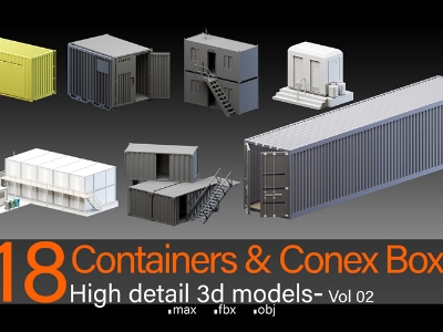 C4D高细节集装箱货箱3D模型港口集装箱汽车货柜大型铁箱基础白模【ID:48993578】